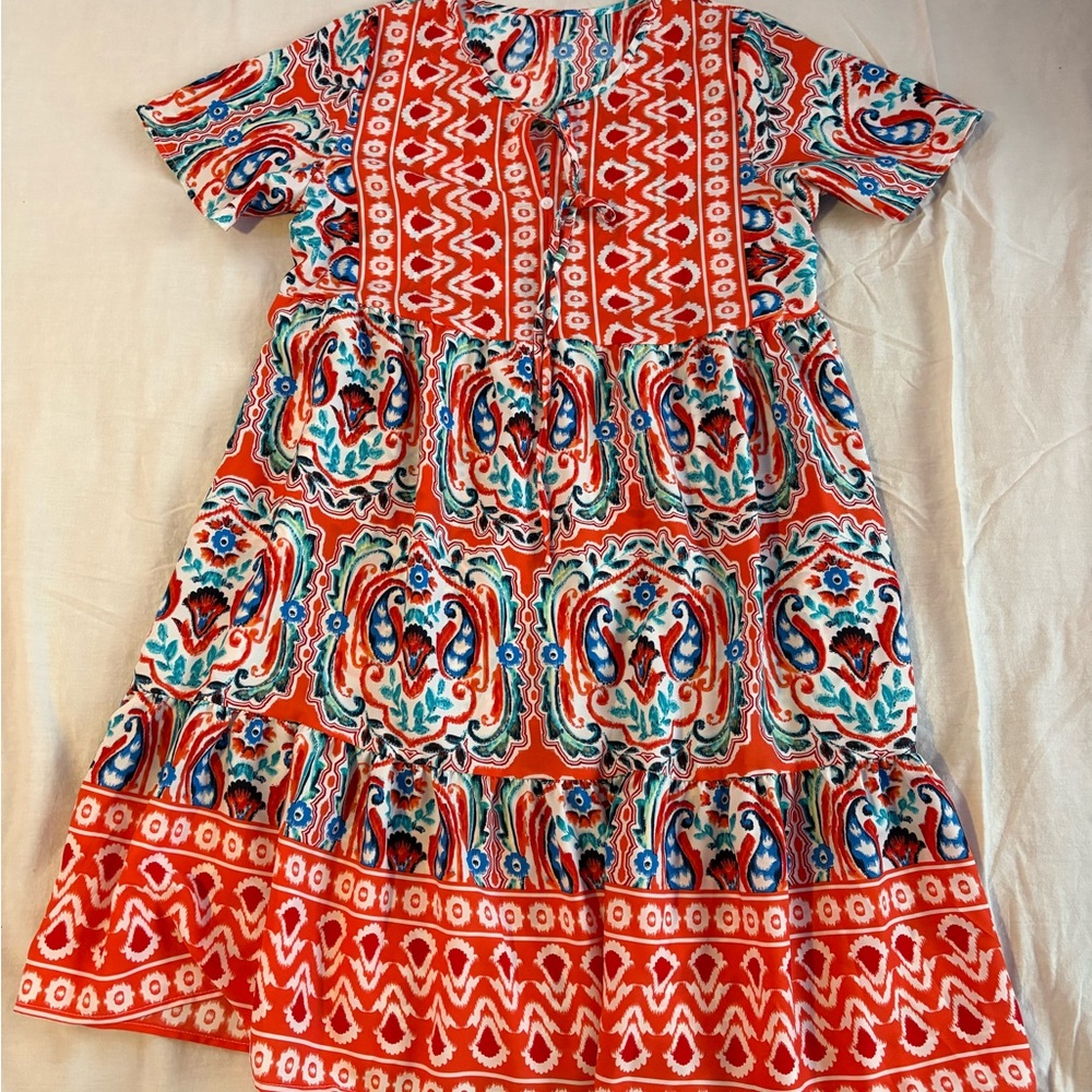 Colorful Floral Polyester Dress